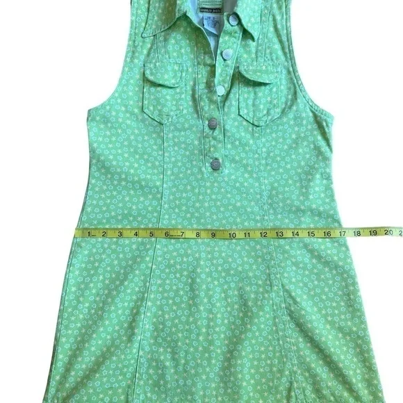 SQUEEZE JEANS Denim Lime Green Sleeveless Shirt Size M Women - Picture 4 of 7